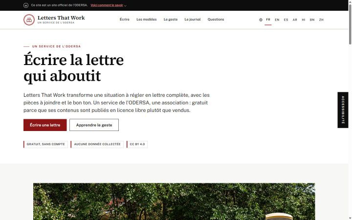 Page d'accueil de Letters That Work : « Écrire la lettre qui aboutit »